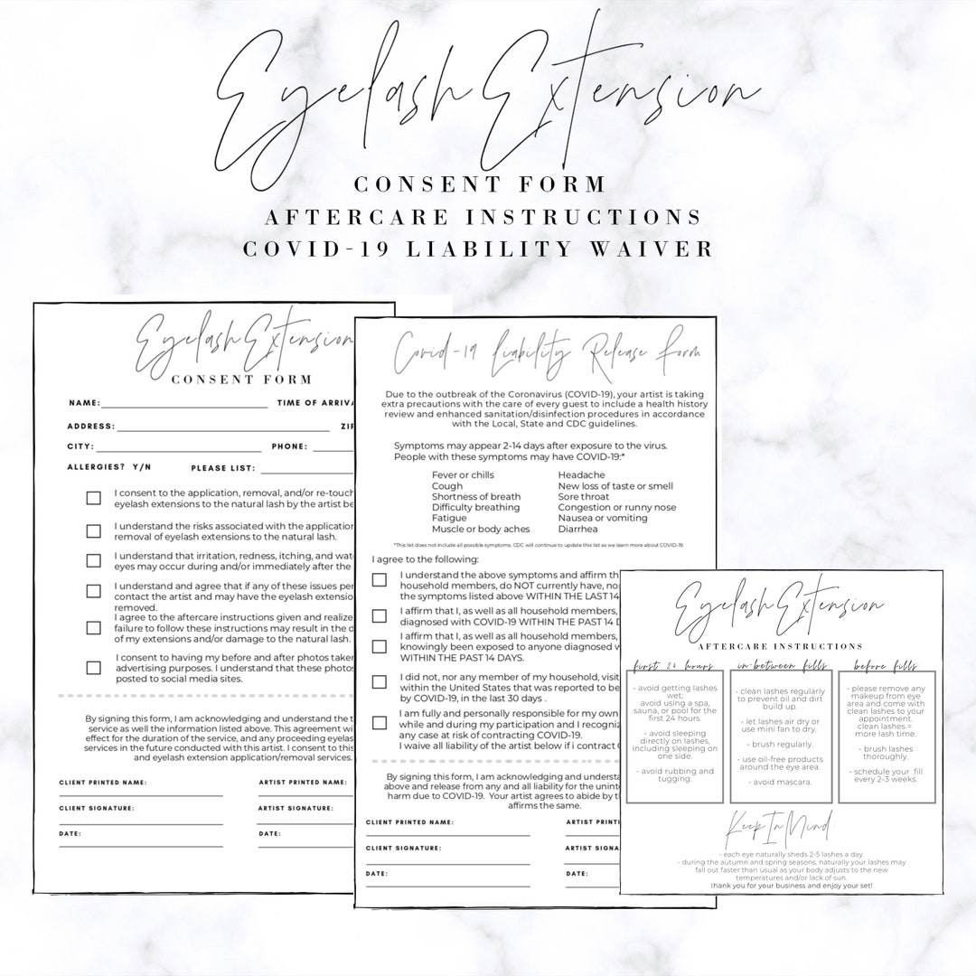 Simple Eyelash Extensions Consent Form PRINTABLE &amp; DOWNLOADABLE - Etsy
