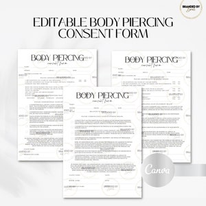 Editable Body Piercing Consent Form Template