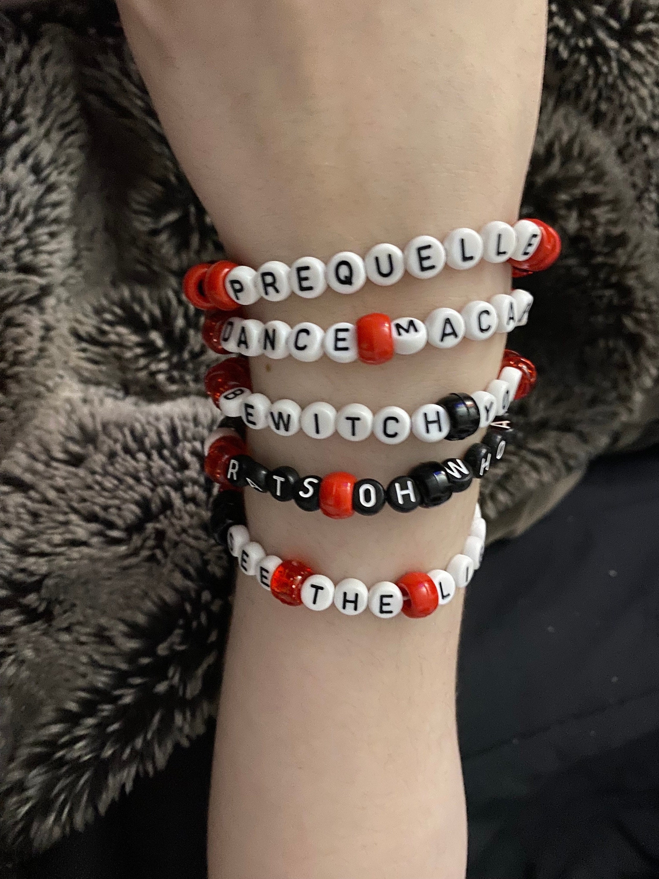 Halloween Ghost Beaded Bracelet. Can Be Personalised with Any Name or Word. Black and White with Stainless Steel Beads and Ghost Charm.