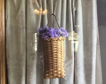 Handwoven Baskets,  May Door Hanging Basket with Leather Strap…