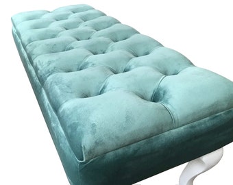 Bench Puff Furniture Upholstered Handmade Chesterfield Pouffe