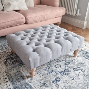 Large Bespoke Ottoman Footstool Coffee Table Chesterfield style deep buttoned bench