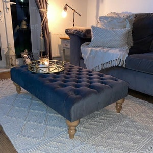 Large Bespoke Ottoman Footstool Coffee Table Chesterfield style deep buttoned zdjęcie 3