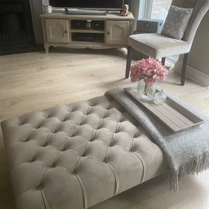 Large Bespoke Ottoman Footstool Coffee Table Chesterfield style deep buttoned 103x61cm