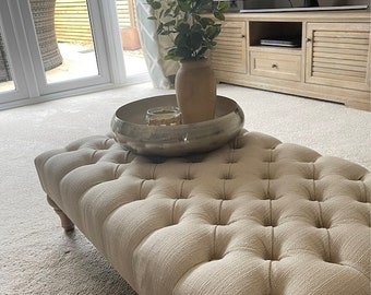 Large Bespoke Ottoman Footstool Coffee Table Chesterfield style deep buttoned