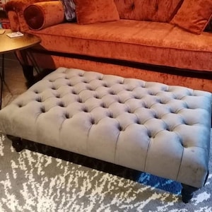 Large Bespoke Ottoman Footstool Coffee Table Chesterfield style deep buttoned 103x61cm zdjęcie 3