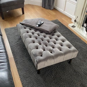 Large Bespoke Ottoman Footstool Coffee Table Chesterfield style deep buttoned 103x61cm zdjęcie 2