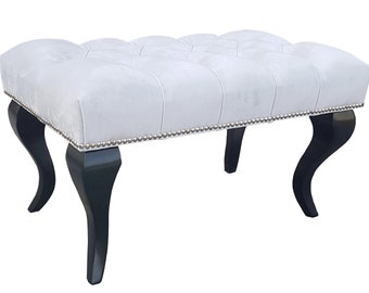 Bench Puff Furniture Upholstered Handmade Chesterfield Pouffe Glamour Footstool