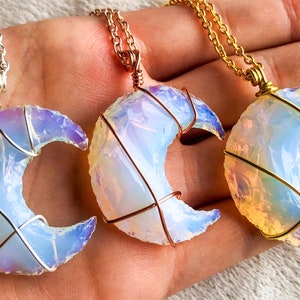 Opalite Moon Rainbow Necklaces Crystal