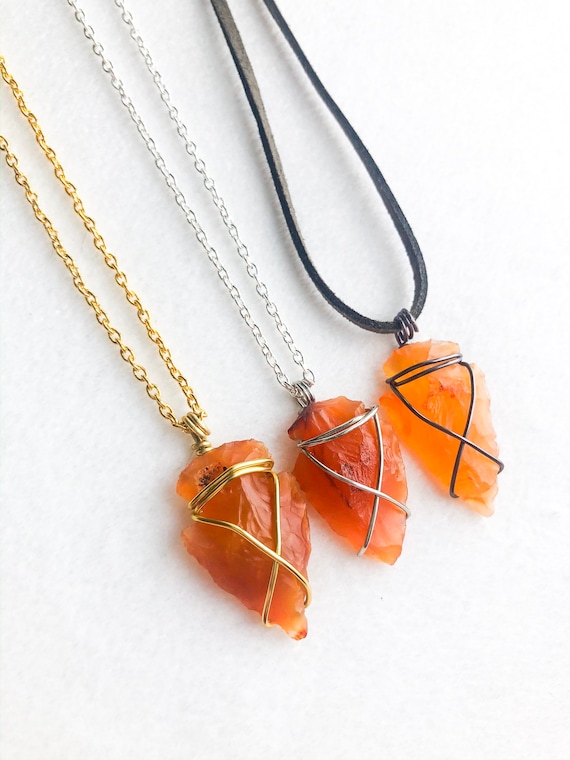 Carnelian Arrowhead Crystals Necklace Pendant