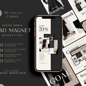 Canva template Lead magnet Social Media Pack. Instagram template. Facebook cover. Pinterest template. Social media branding. Instagram Coach