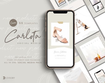 Canva Social Media Templates: Instagram, Facebook, Pinterest (88 Total)