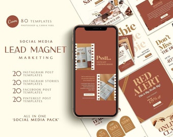 Canva template Lead magnet Social Media Pack. Instagram template. Facebook cover. Pinterest template. Instagram Coach. Social media bundle