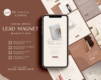 Canva template Lead magnet Social Media Pack. Instagram template. Facebook cover. Pinterest template. Instagram Coach. Social media bundle