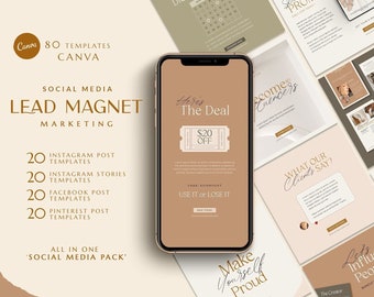 Canva template Lead magnet Social Media Pack. Instagram template. Facebook cover. Pinterest template. Instagram Coach. Social media bundle