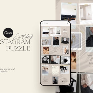 May include: A collage of images for an Instagram puzzle. The images include a black mock neck shirt, a gold necklace, a black and white photo of a person, a cup of coffee, and a pair of hands holding a ring. The text "Everything I Have Left Behind" is also included in the collage.