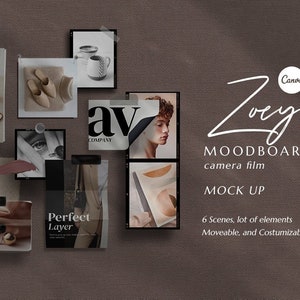 CANVA MOCK UP Mood board. design mood board. idea visualisation. netural tone template. aesthetic client presentation idea. editable mock up