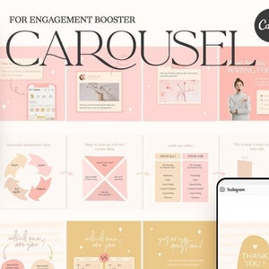CANVA instagram carousel engagement fpr coach. Canva templates. promotion template. ladypreneur template. canva carousel template.