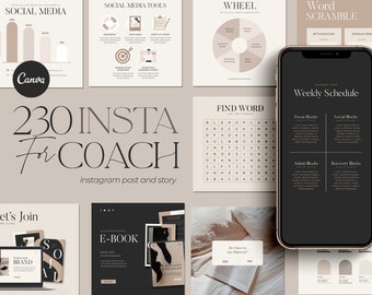 230 Instagram Post & Story Templates for Coaches (Canva)