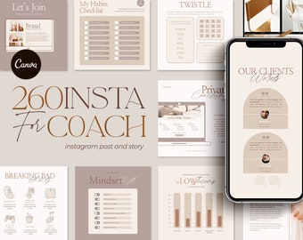 Canva Instagram Templates for Coaches, 260+ Posts & Stories