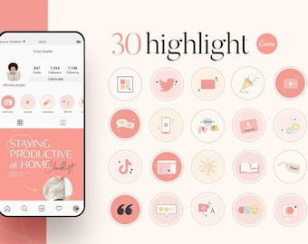 Portadas destacadas de CANVA Instagram. Coach de Redes Sociales. Portada destacada de Canva Instagram. Portada de la historia de Instagram. Resaltado del icono de compromiso