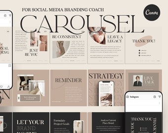CANVA instagram carousel social media branding coach. Canva templates. promotion template. ladypreneur template. canva carousel template