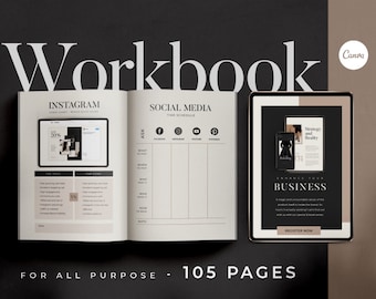 105-Page Workbook Canva Template: Social Media Branding (US Letter & A4)