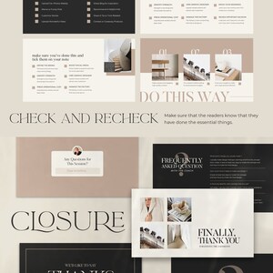 Op de afbeelding: Een presentatie-diadeck met een beige achtergrond en zwarte tekst. De titel van de presentatie is "Controleren en opnieuw controleren". Het diadeck bevat een checklist met items om te voltooien, een sectie met veelgestelde vragen en een afsluitende dia die zegt "We willen je bedanken voor je deelname aan de sessie".