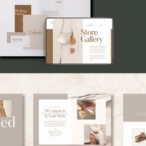 May include: A collection of images showcasing a fashion brand called "Celest&eacute;". The images feature a white handbag, a woman wearing a white dress, and a brown and white box. The text "We Bring Luxury" and "We Adjust in Your Characters & Your Style" are also visible.