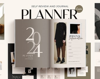 2024 Journal Planner Canva Template, Life Organizer (A4, A5, US Letter)
