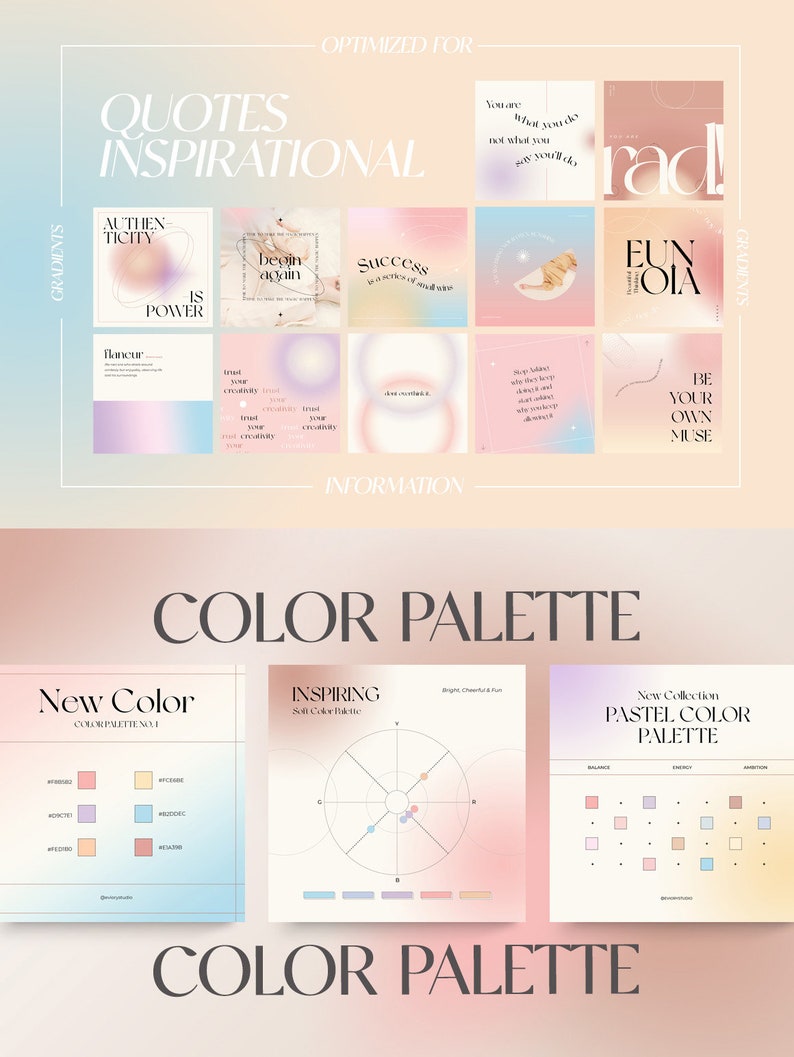 May include: A colour palette guide with three sections: New Colour, Inspiring Soft Colour Palette, and New Collection Pastel Colour Palette. Each section features a colour wheel and a grid of colour swatches. The colour palettes are inspired by soft, pastel colours.