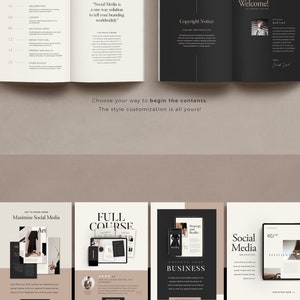 May include: A mockup of a social media marketing course landing page with a black and white colour scheme. The page features a welcome message, a copyright notice, and a call to action to register for the course. The course is titled "Maximize Social Media" and features a black and white image of a woman with a laptop. The page also includes a call to action to register for the full course.