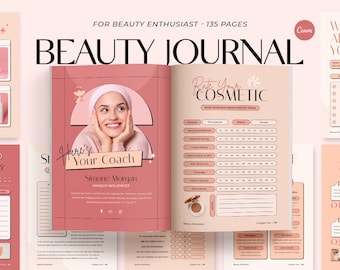 135 CANVA Beauty Journal Lady workbook. Beauty tracker. Webinar Handbook Beauty Advisor. Make up Artist Canva Template. Beauty Shop Souvenir