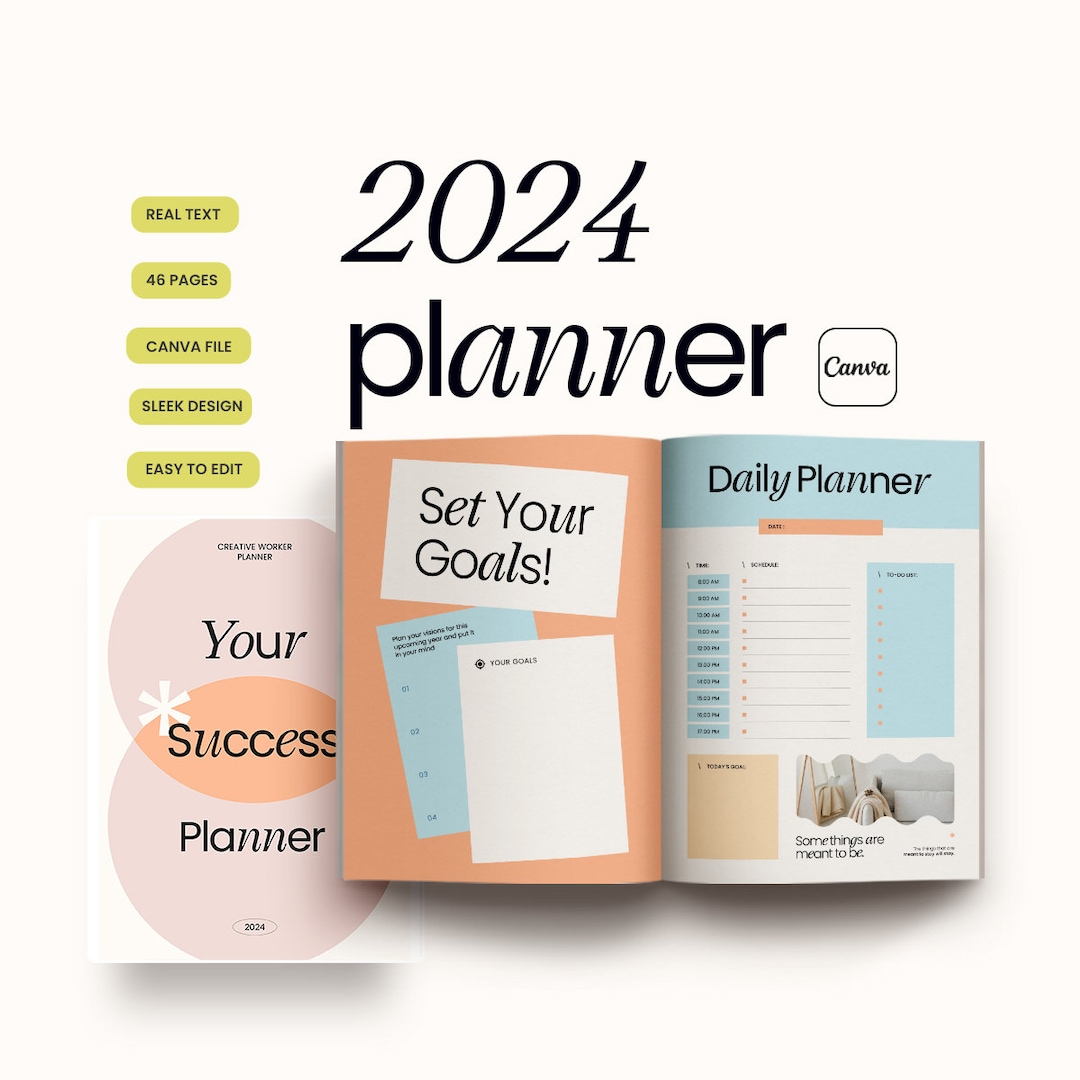 2024 Creative Journal and Planner CANVA. 2024 Calendar. Organizer ...