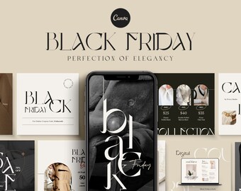 Black Friday Social Media Pack. Werbevorlage. Verkauf Booster Canva. Facebook Vorlage. Pinterest. Instagram Geschichte. Social Media Bundle