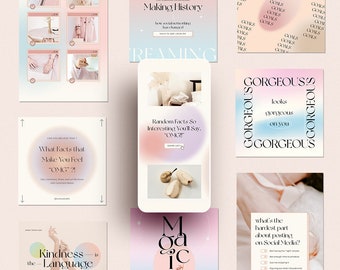 Instagram Canvaテンプレート：グラデーションコーチ、モダンパステル投稿