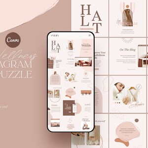 Instagram template Canva. Canva puzzle. Canva template. Wellness health coach. Social Media. Promotional. Blogger. Instagram Puzzle.