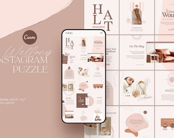 Instagram template Canva. Canva puzzle. Canva template. Wellness health coach. Social Media. Promotional. Blogger. Instagram Puzzle.