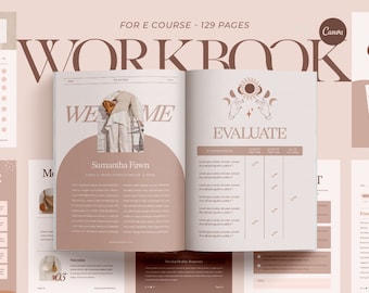 Wellness Workbook Canva Template: Mental Health, Webinar (129 Pages)