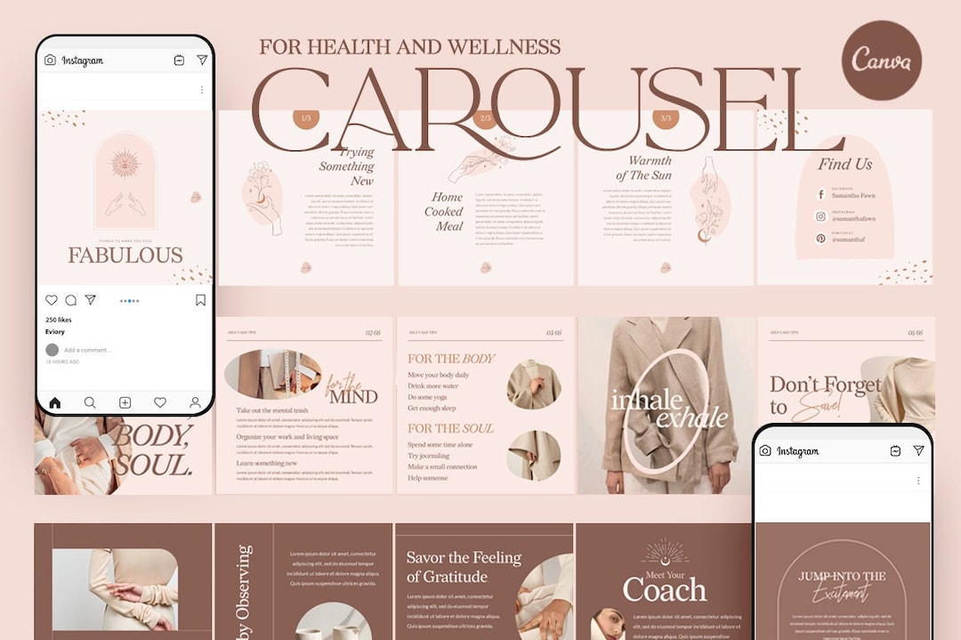 CANVA Instagram Carousel Social Media Branding Coach. Canva Templates ...