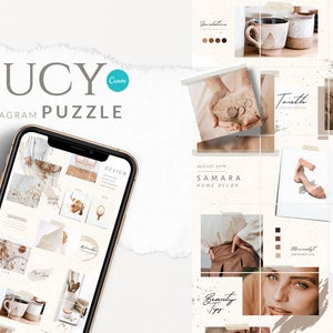 Instagram template Canva. Canva puzzle. Canva template. Instagram Branding. Inspirational quotes. Blogger. Instagram Puzzle. Canva Template