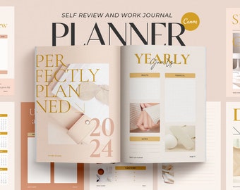 2024 Self-Growth Planner, Canva Journal, Financial & Travel Tracker