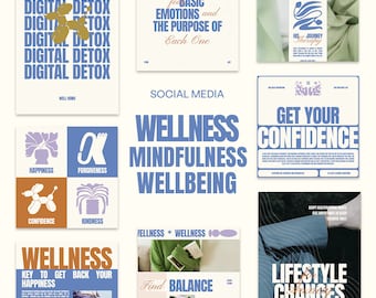 Wellness Canva Templates: Social Media, Mindfulness Coach (1200px)