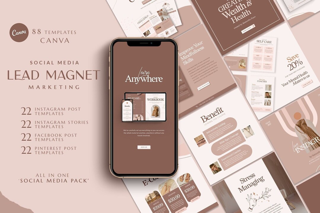 Canva Template Lead Magnet Social Media Pack. Instagram Template ...