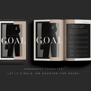 May include: A digital tablet and a magazine open to a page with the text "GOAL" and a description of what to expect before starting a goal. The text on the magazine page is "What to Expect Before You Start to Begin?" and includes the acronym SMART, which stands for Specific, Measurable, Attainable, Relevant, and Timely.