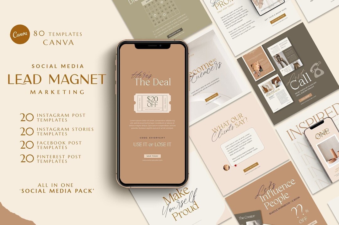 Canva Template Lead Magnet Social Media Pack. Instagram Template ...
