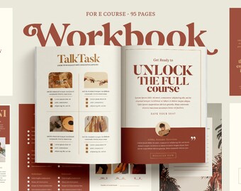 Canva Workbook Template, 95 Pages, Retro Modern Design (US Letter & A4)