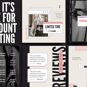 K&ouml;nnte beinhalten: Eine Collage aus Bildern, die einen Black Friday Sale bewerben. Die Bilder zeigen einen Countdown-Timer, eine Frau in einem Mantel und Text, der lautet: "Du tr&auml;umst nicht 50% Rabatt auf alle Artikel. Hast du deinen Warenkorb gef&uuml;llt?"