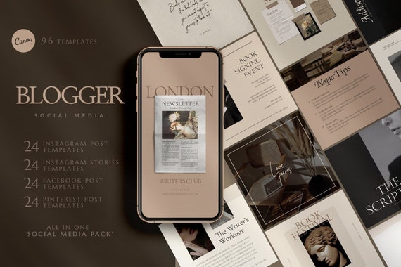 Canva Blogger Templates: Instagram, Facebook, Pinterest (96 Total)