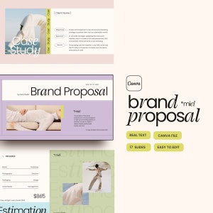 Conception de la proposition. Modèle de proposition de kit de bienvenue. Agence de création. Liste des services du portefeuille. Plate-forme de pitch. Présentation du modèle Canva